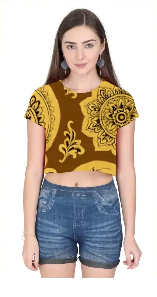 GOLDEN MARIGOLD MANDALA CROP TOP (XS, None)
