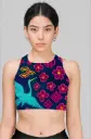 MIDNIGHT AZURE CRANE BLOSSOM CROP TOP