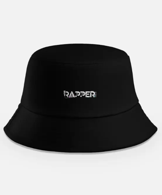 GLITCH-STYLE RAPPER BLACK BUCKET HAT