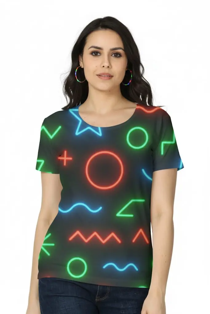 NEON GLOW GEOMETRIC T-SHIRT