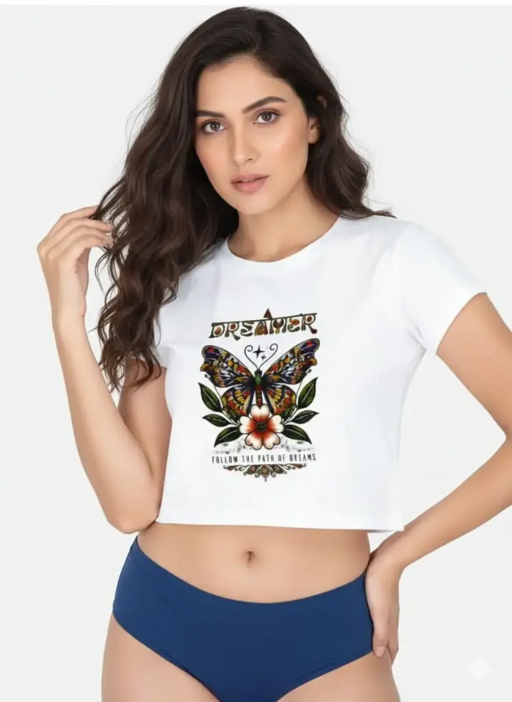 DREAMER'S PATH GRAPHIC CROP TEE 