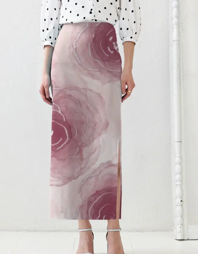 THE ROSÉ WATERCOLOR COLUMN SKIRT (XS, None)