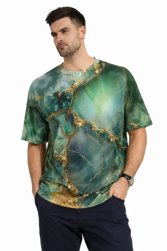 EMERALD VEIN FLUX OVERSIZED T-SHIRT  (XS, None)