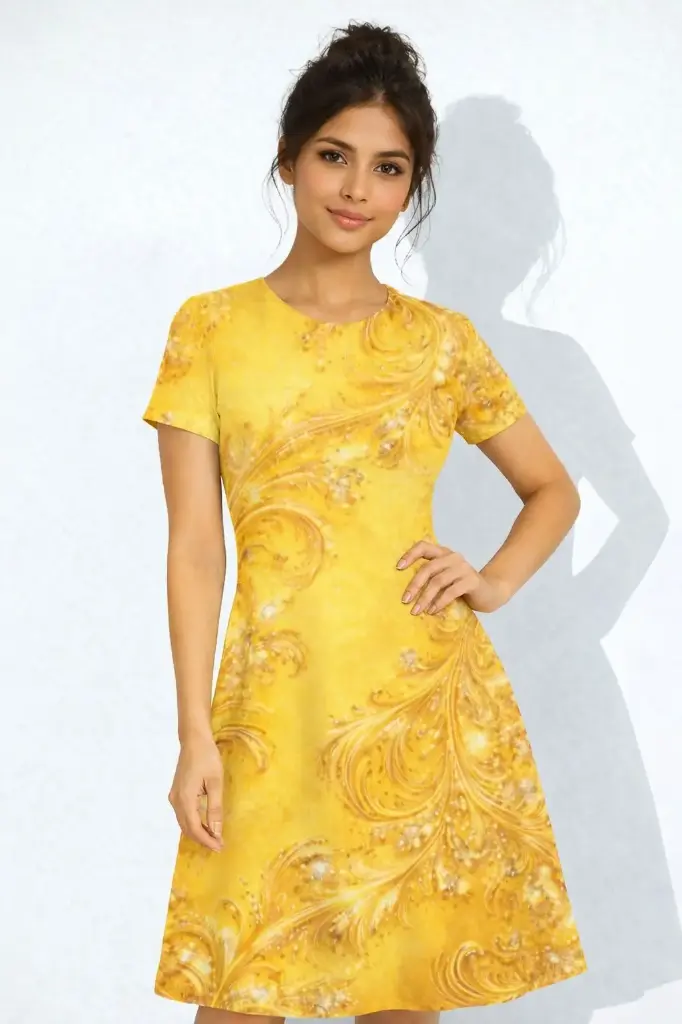 GOLDEN BLOOM MIDI DRESS 