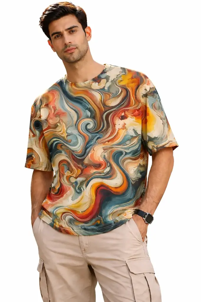 URBAN FLOW MARBLE OVERSIZED T-SHIRT (XS, None)