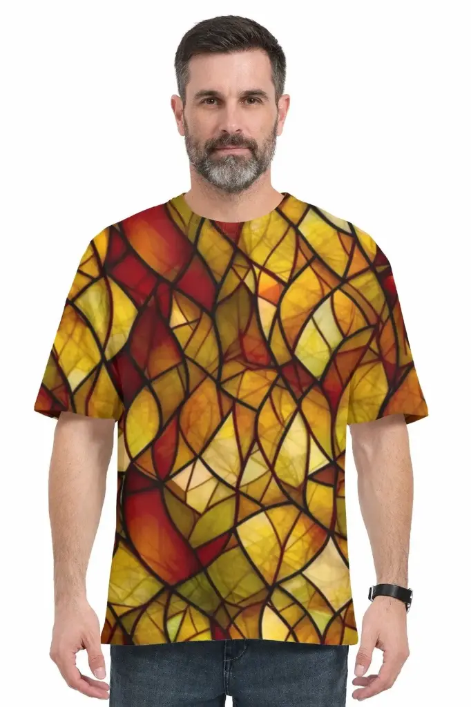 STAINED EMBER MOSAIC OVERSIZED T-SHIRT (XS, None)