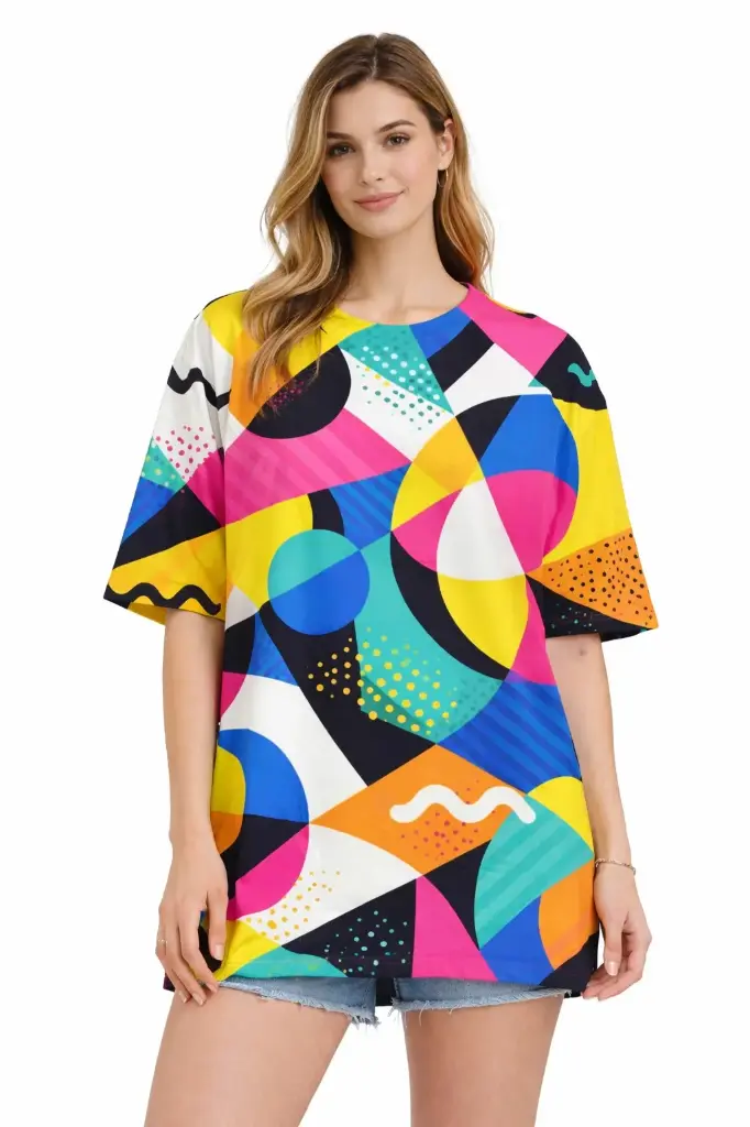 ABSTRACT GEOMETRY OVERSIZED T-SHIRT  (XS, None)