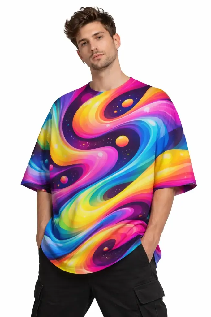 COSMIC FLOW OVERSIZED T-SHIRT  (XS, None)