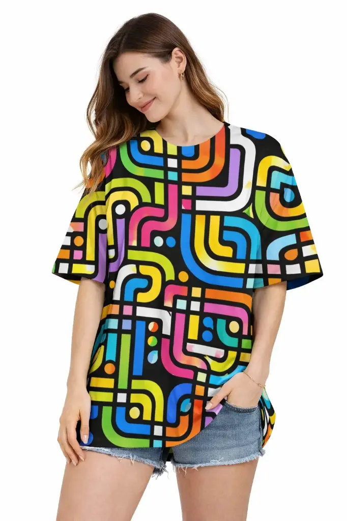 RETRO MAZE POP OVERSIZED T-SHIRT  (XS, None)