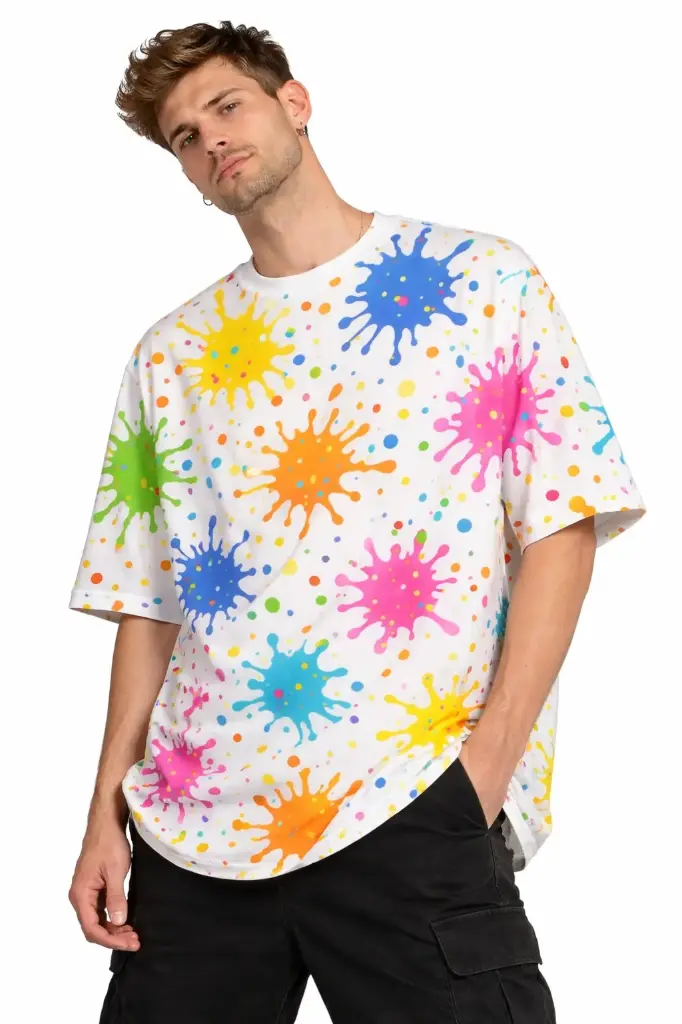PAINT SPLASH POP OVERSIZED T-SHIRT  (XS, None)