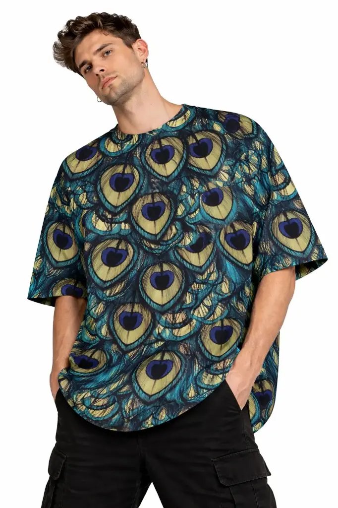 PEACOCK AURA OVERSIZED T-SHIRT  (XS, None)
