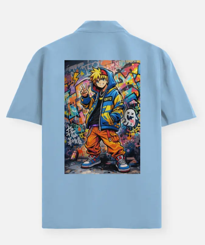 ANIME STREET ART GRAPHIC OVERSIZED SHIRT (XS, None)
