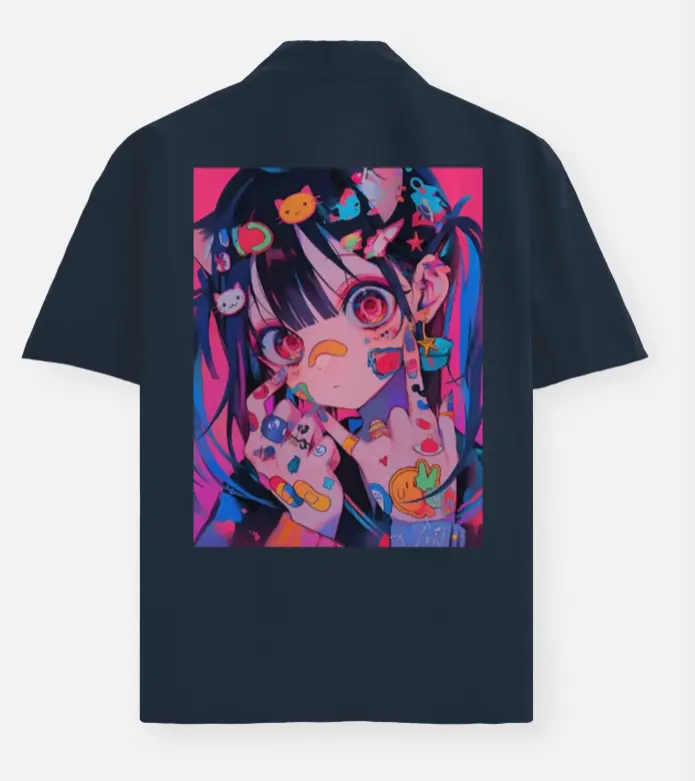 NEON ANIME POP ART GRAPHIC OVERSIZED SHIRT (XS, None)