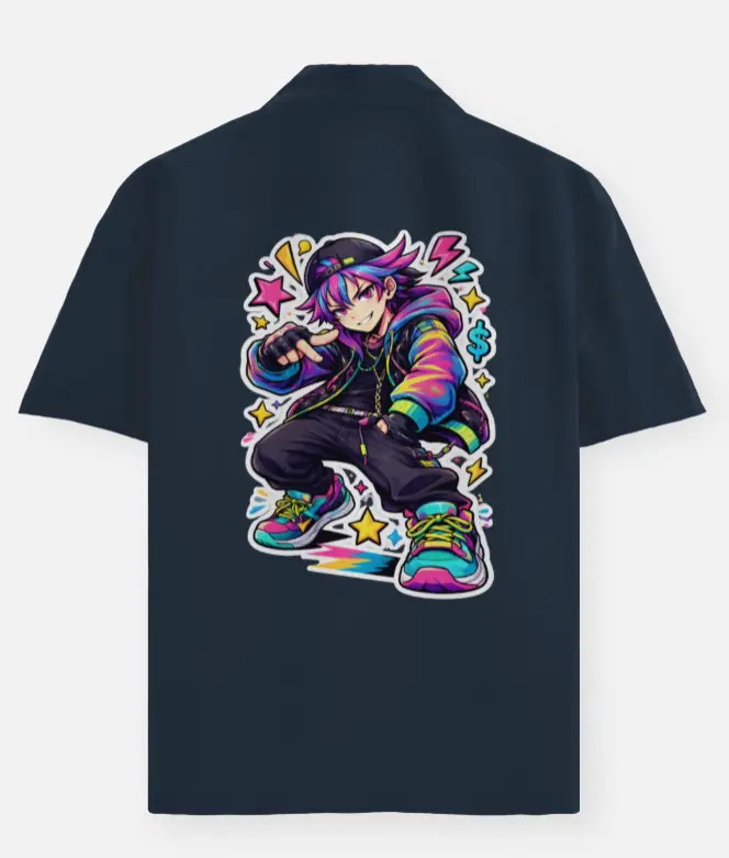 URBAN ANIME STREET GRAPHIC OVERSIZED SHIRT (XS, None)