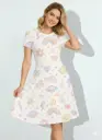 DREAMY PASTEL ICON PRINT FIT & FLARE DRESS 