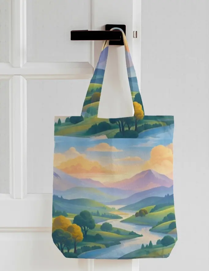 SCENIC LANDSCAPE PRINT CANVAS TOTE BAG 