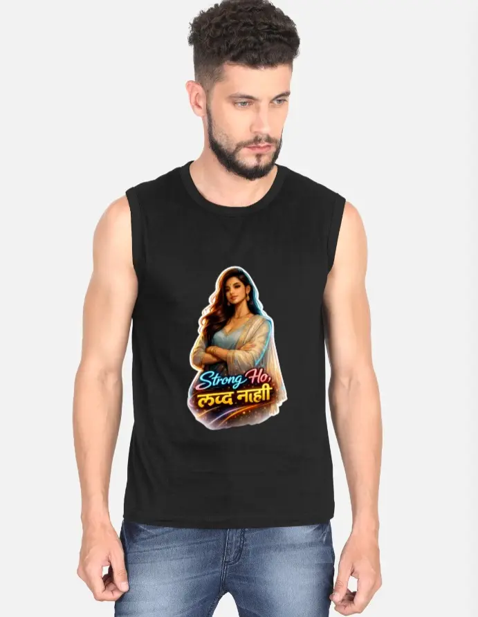 STRONG WOMAN STATEMENT SLEEVELESS T-SHIRT  (XS, None)