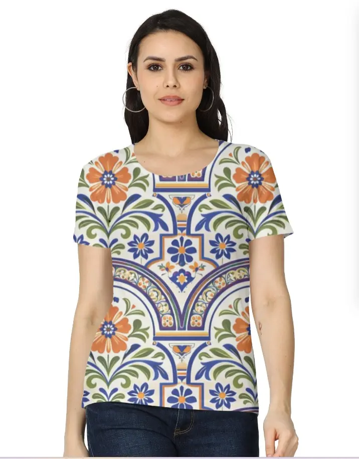  HERITAGE BLOOM ORNAMENTAL PRINT WOMEN’S T-SHIRT (XS, None)