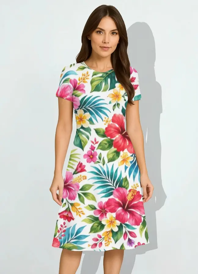 TROPICAL BLOOM PARADISE A-LINE DRESS 