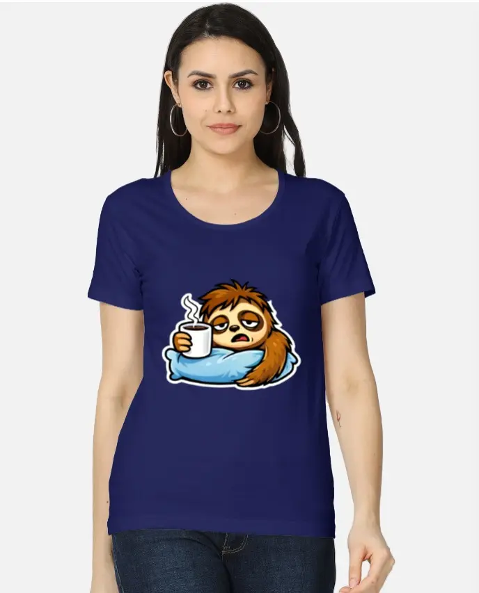 SLEEPY SLOTH COFFEE CARTOON T-SHIRT  (XS, None)