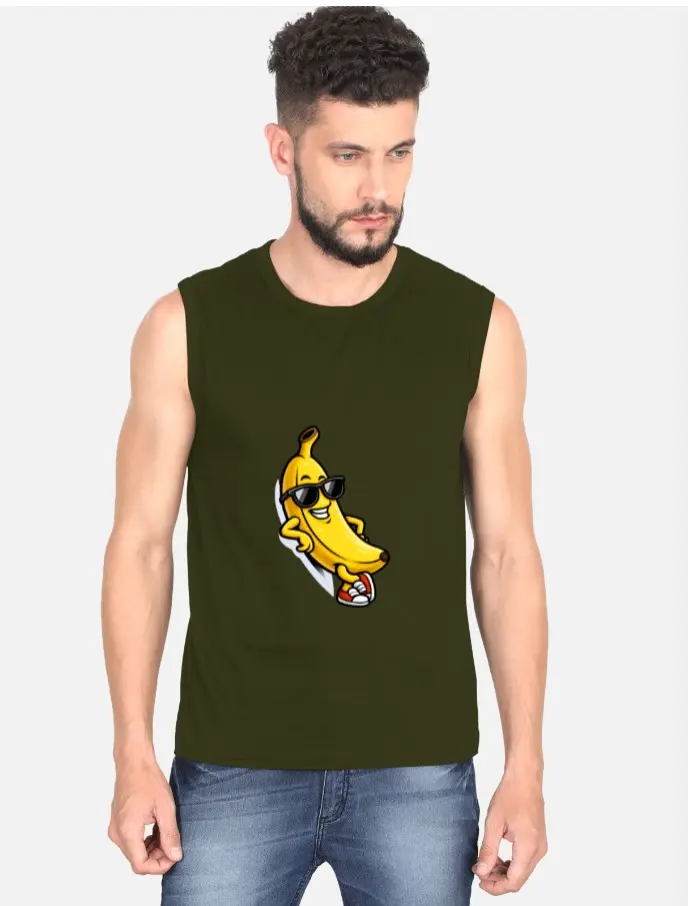COOL BANANA CARTOON SLEEVELESS T-SHIRT 