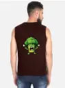 ANGRY BROCCOLI CARTOON SLEEVELESS T-SHIRT 