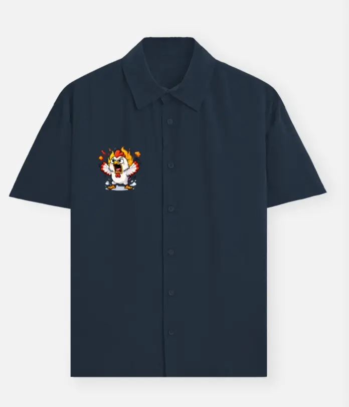  ANGRY CHICKEN CARTOON CASUAL SHIRT  (XS, None)