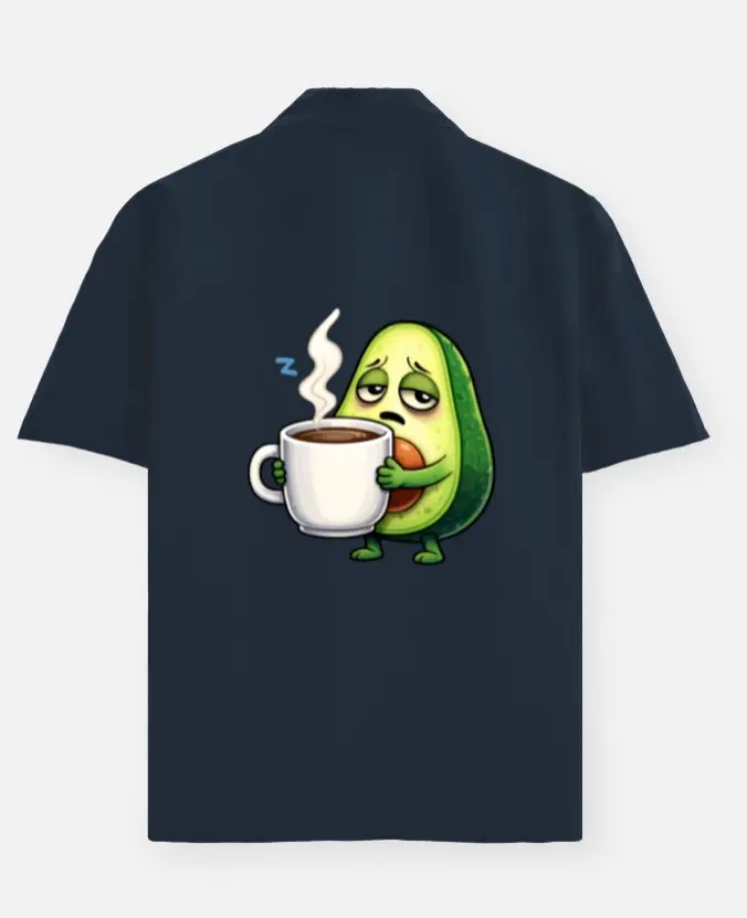 SLEEPY AVOCADO COFFEE CARTOON SHIRT  (XS, None)