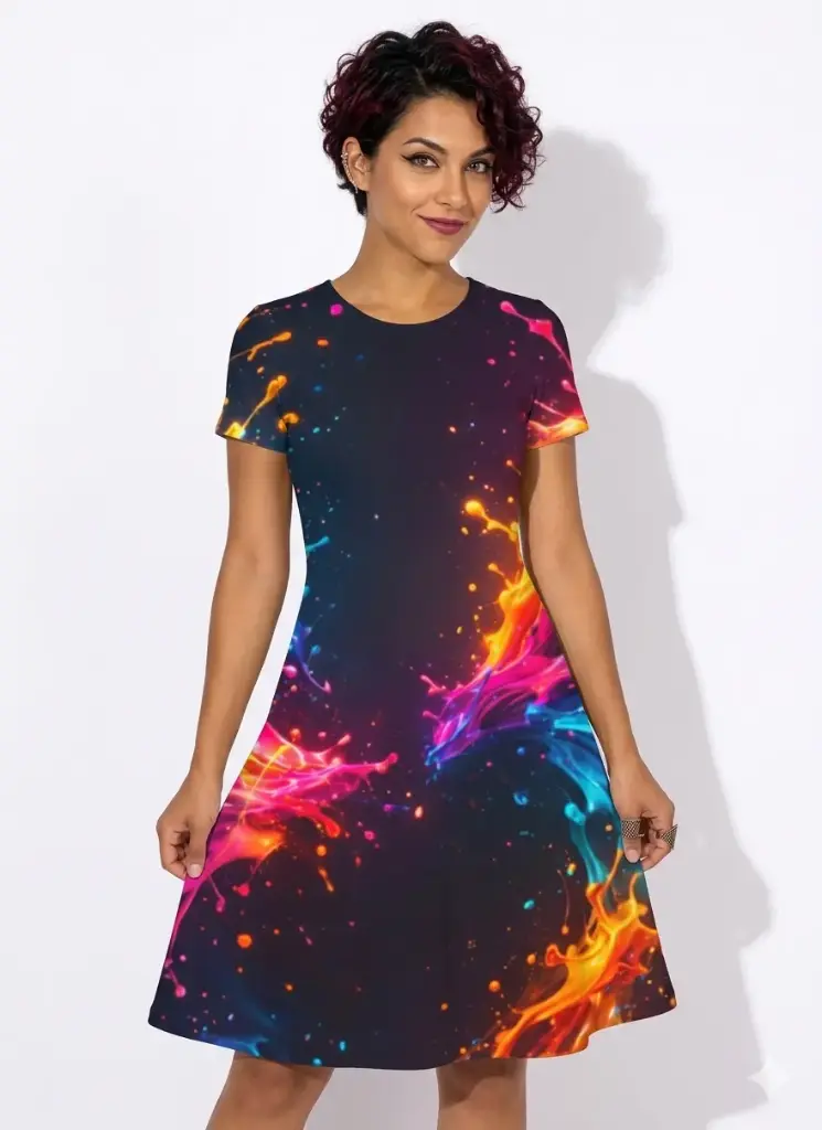 NEON SPLASH A-LINE DRESS (XS, None)