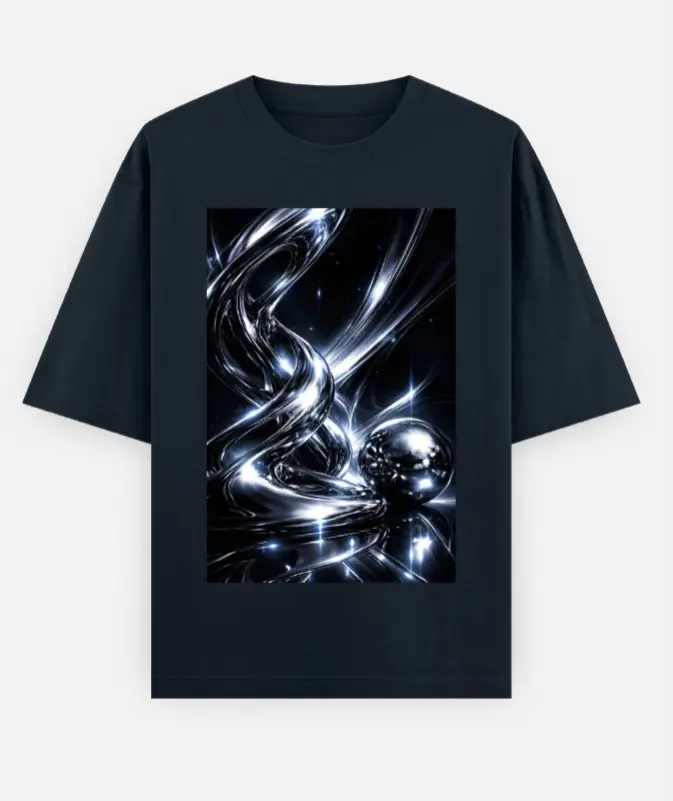 CHROME FLUX ABSTRACT OVERSIZED T-SHIRT