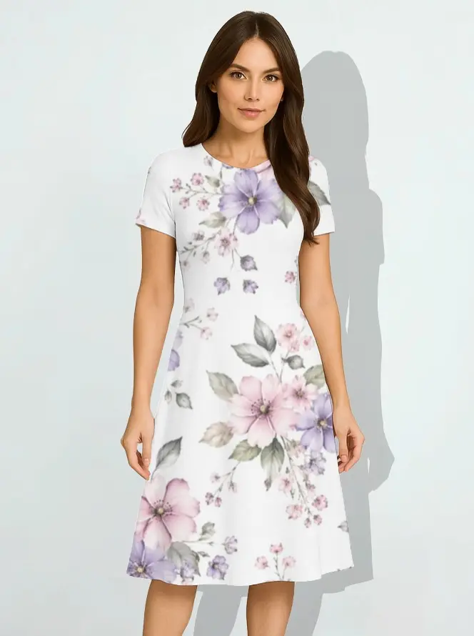 FLORAL ELEGANCE A-LINE DRESS (XS, None)
