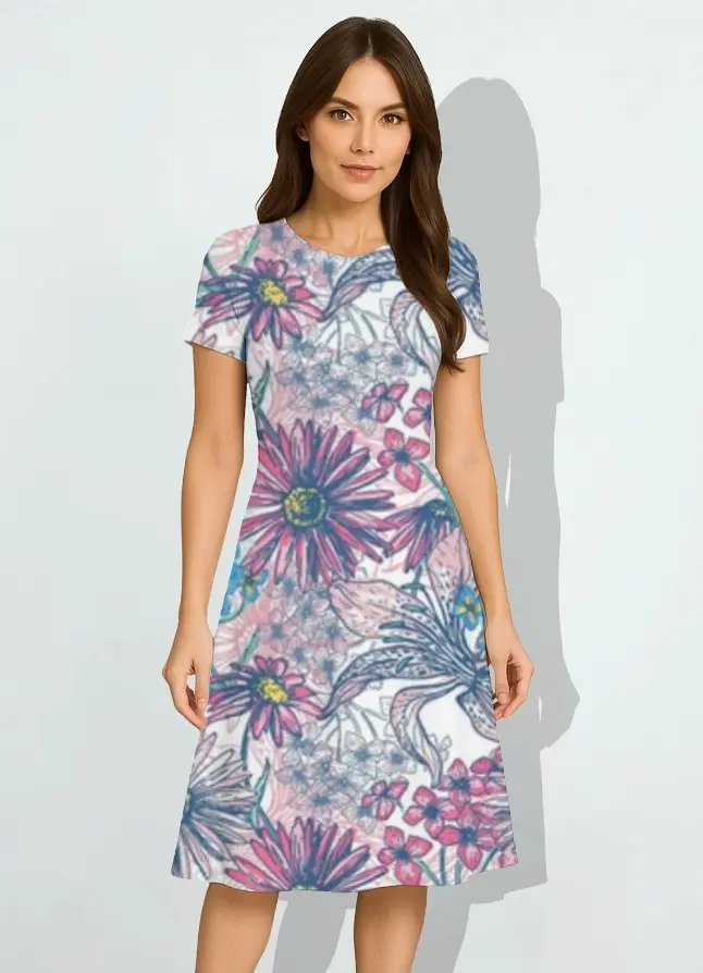 VIBRANT BLOOM PRINT A-LINE DRESS (XS, None)