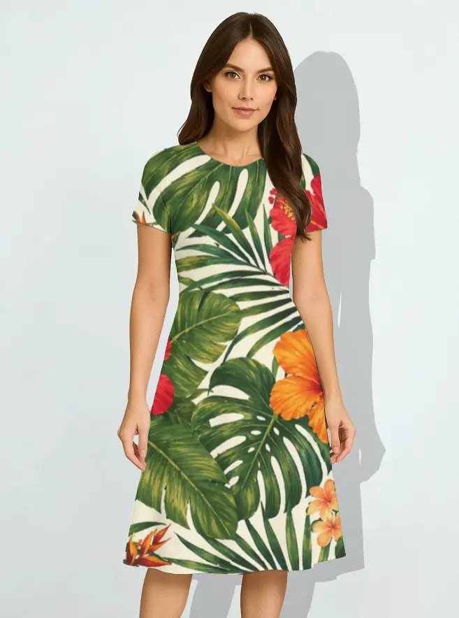 TROPICAL BLOOM A-LINE DRESS