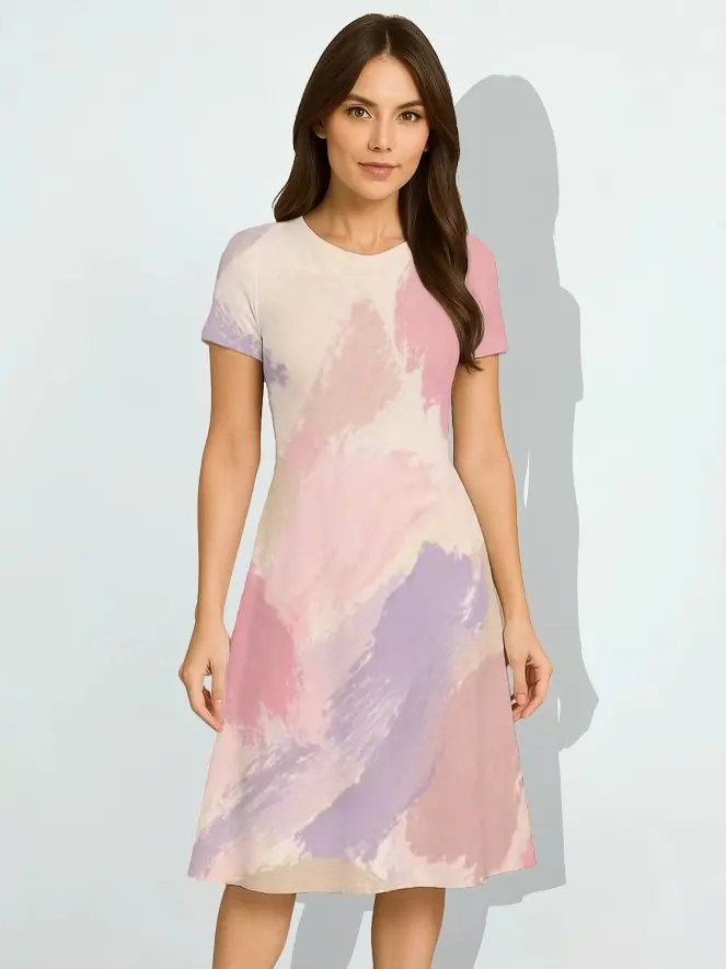 PASTEL ABSTRACT A-LINE DRESS (XS, None)