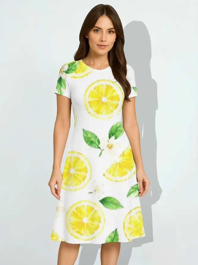 LEMON FRESH PRINT A-LINE DRESS (XS, None)