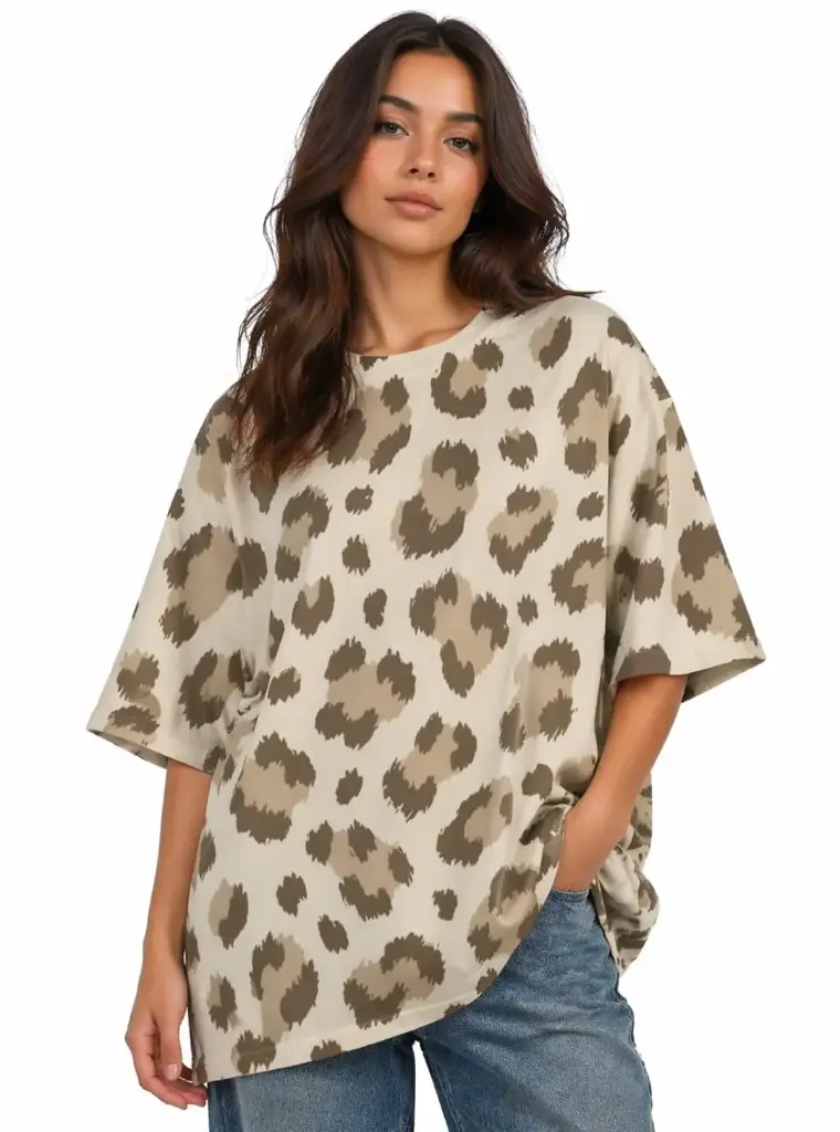CLASSIC LEOPARD PRINT OVERSIZED T-SHIRT