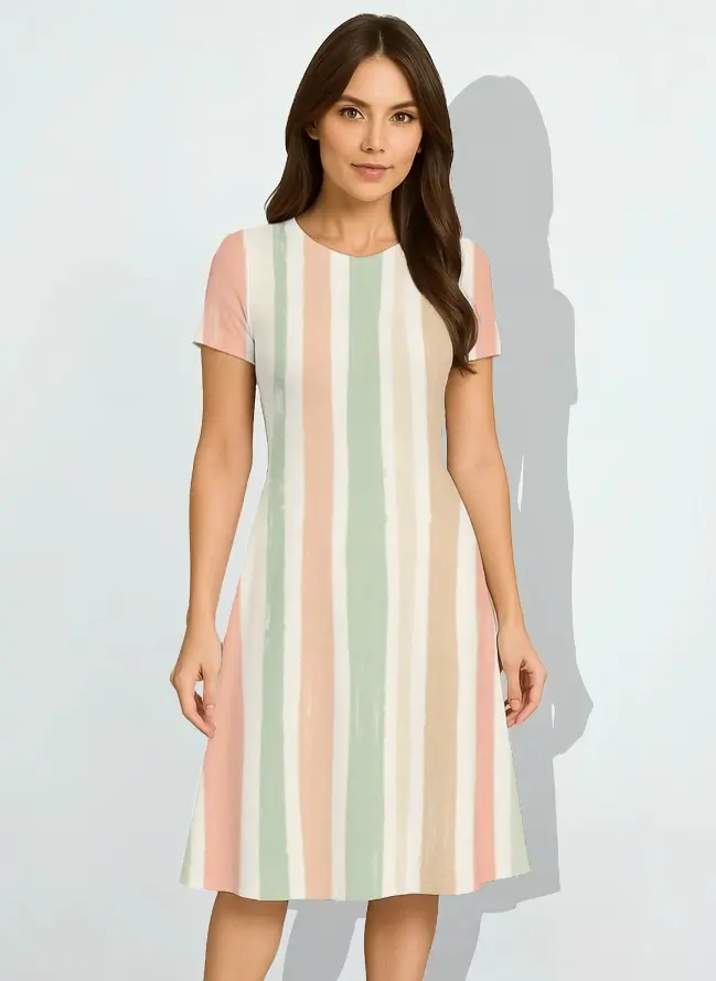 PASTEL STRIPE A-LINE DRESS (XS, None)