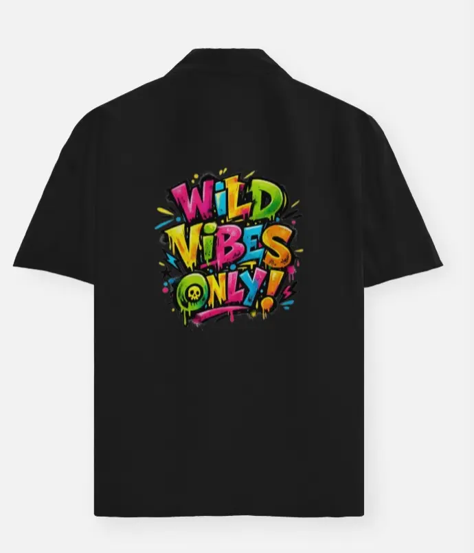 WILD VIBES ONLY GRAPHIC OVERSIZED SHIRT  (XS)