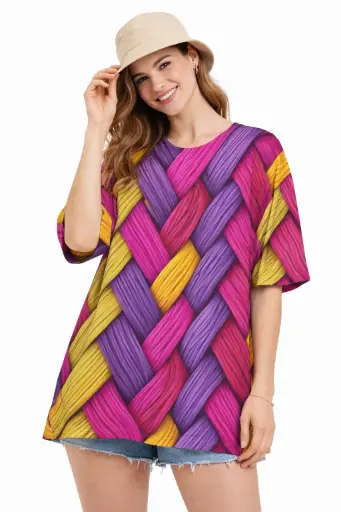 WOVEN COLOR BLOOM OVERSIZED T-SHIRT 