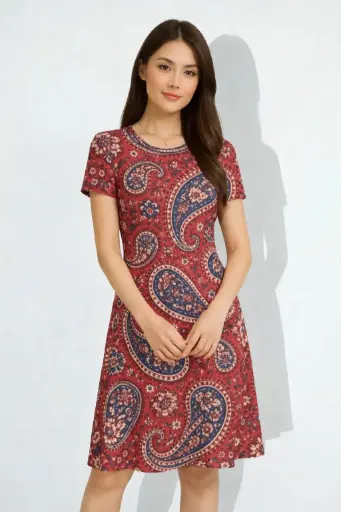 CLASSIC PAISLEY PRINT A-LINE DRESS 