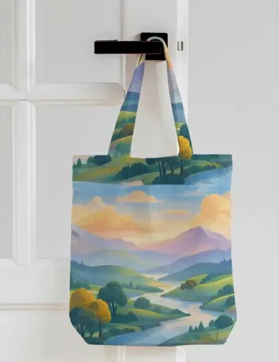 SCENIC LANDSCAPE PRINT CANVAS TOTE BAG 