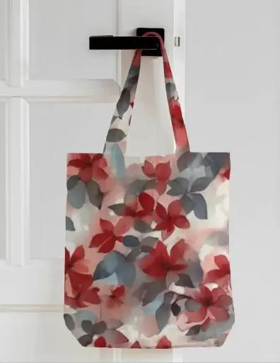 WATERCOLOR FLORAL PRINT CANVAS TOTE BAG 