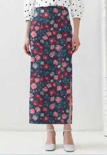 CLASSIC FLORAL PRINT HIGH-WAIST MIDI SKIRT 