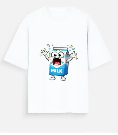 FUNNY SCREAMING MILK CARTOON T-SHIRT 