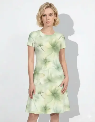 SOFT SAGE BLOOM A-LINE DRESS