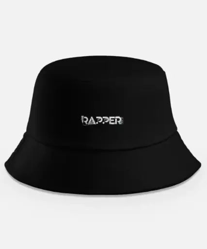 GLITCH-STYLE RAPPER BLACK BUCKET HAT